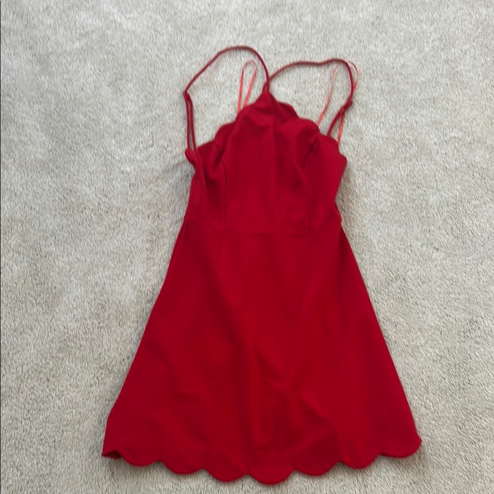 Red Scalloped Hem Dress by Lush